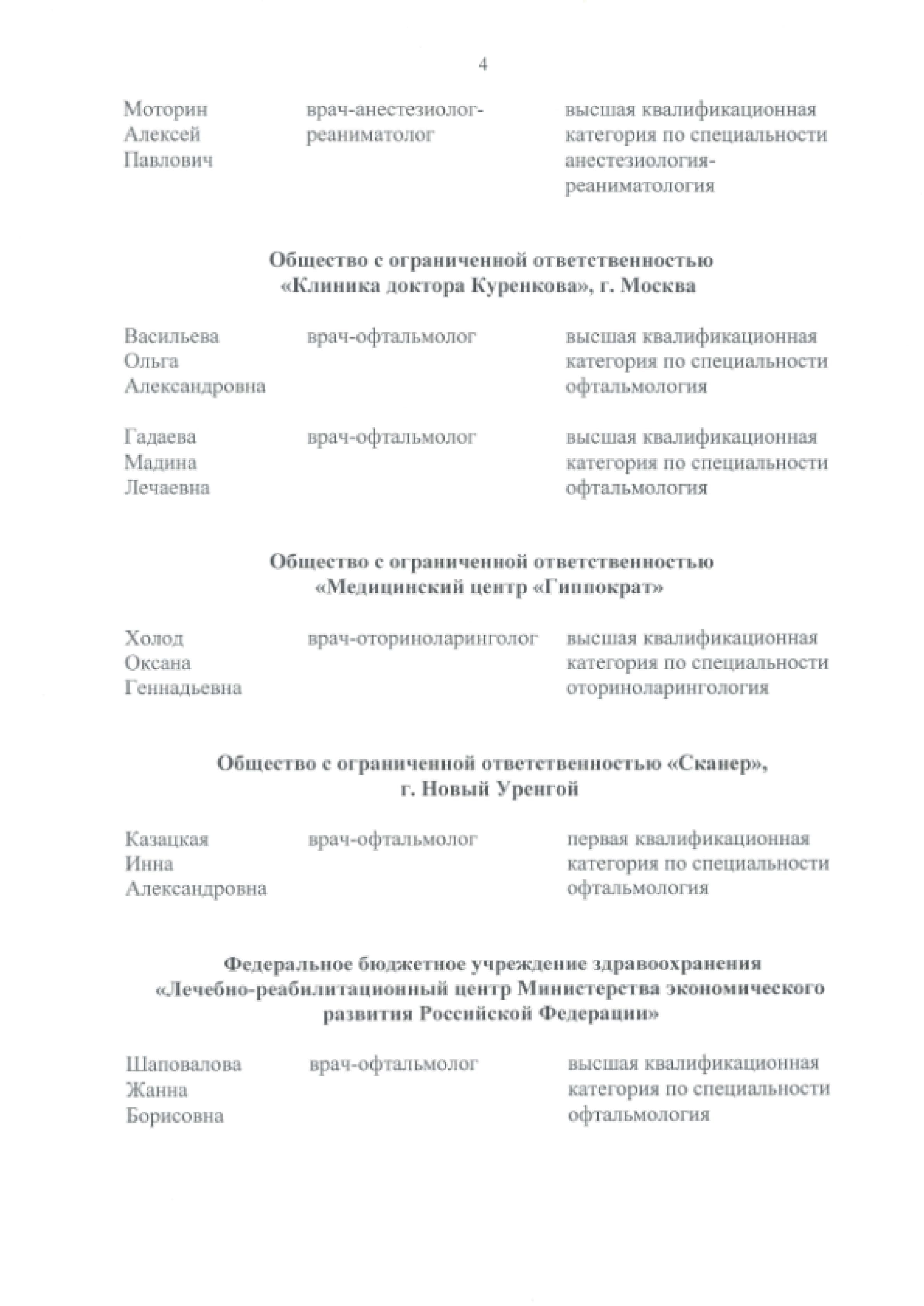 Выписка из приказа о присвоении квалификационных категорий. стр 4