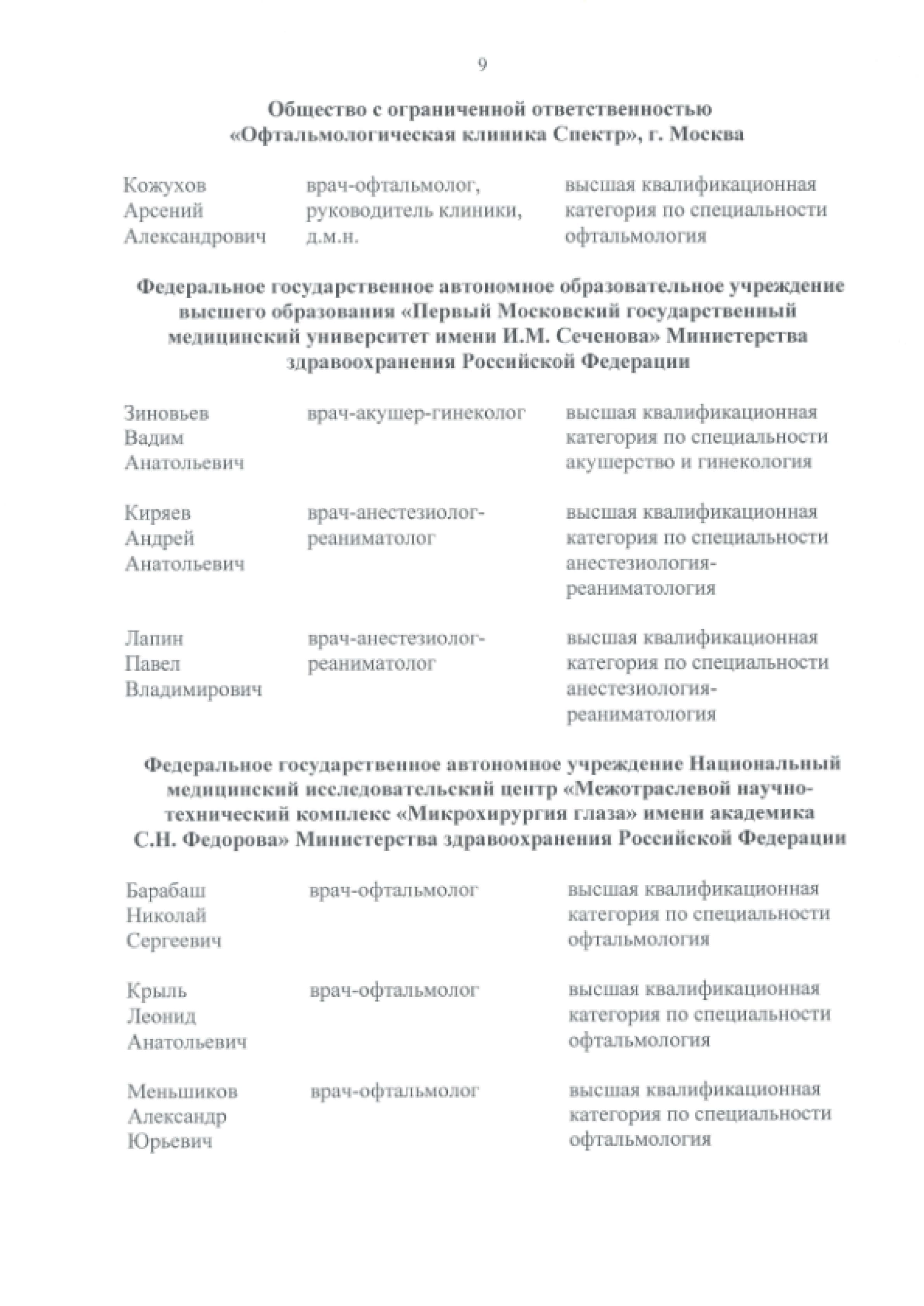 Выписка из приказа о присвоении квалификационных категорий. стр 9