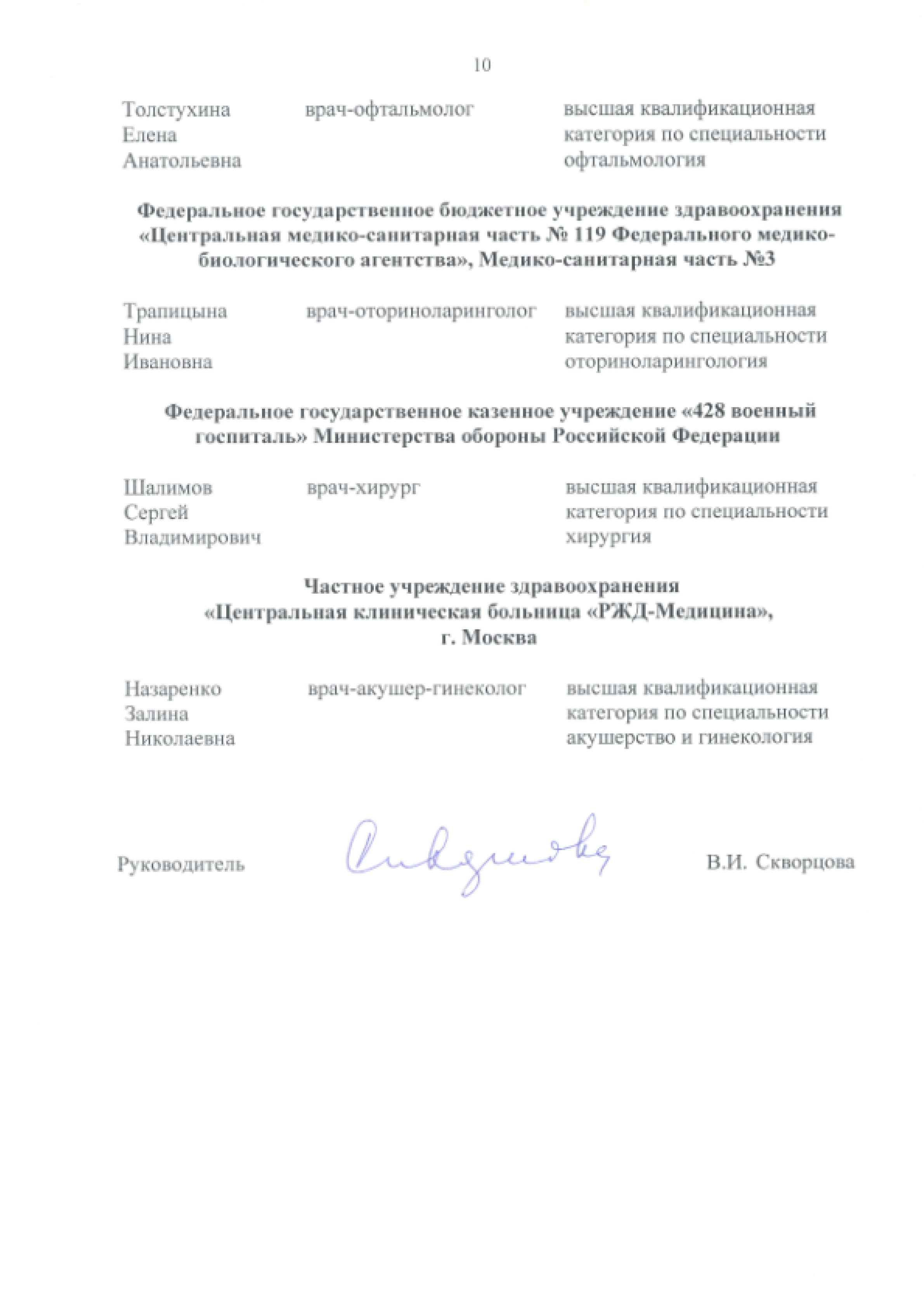 Выписка из приказа о присвоении квалификационных категорий. стр 10